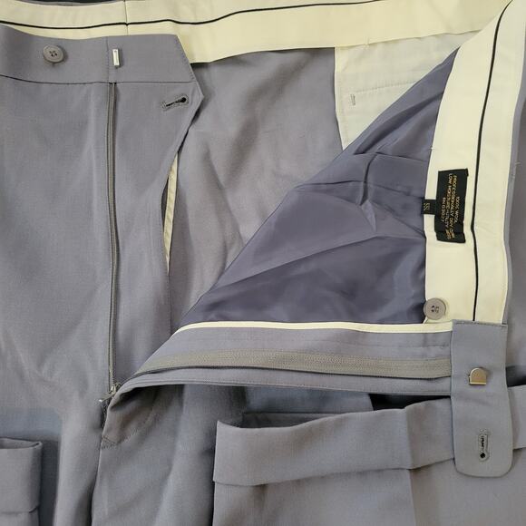 Men's Gray size 55 L gray dress pants 100% wool - Picture 6 of 8